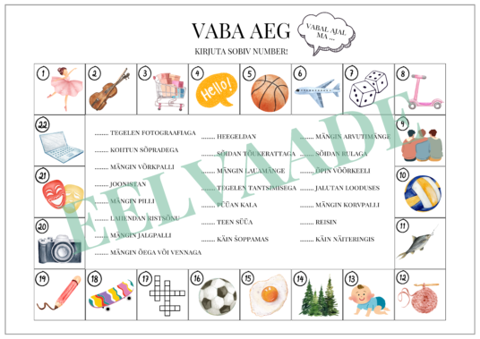 "VABA AEG - ühenda pilt ja fraas"