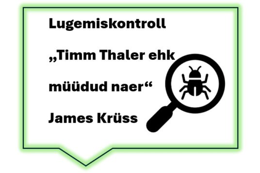 Lugemiskontroll "Timm Thaler ehk müüdud naer" James Krüss