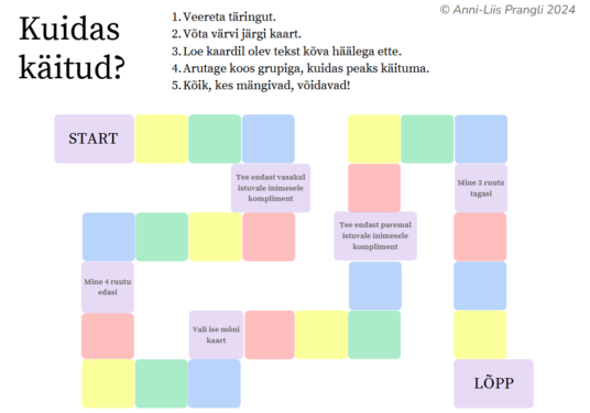 Seksuaalkasvatuse lauamäng "Kuidas käitud?"