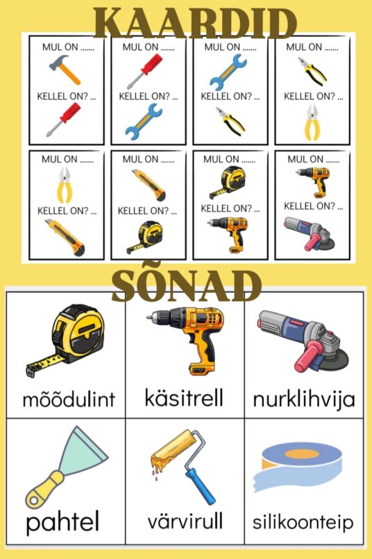Mäng "Kellel on?" + sõnad, "tööriistad" teemal