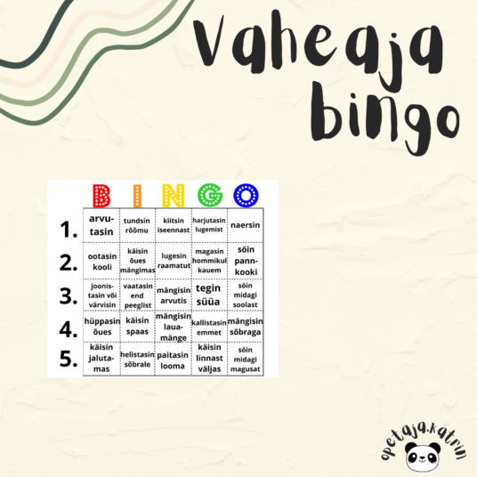 Vaheaja või nädalavahetuse bingo