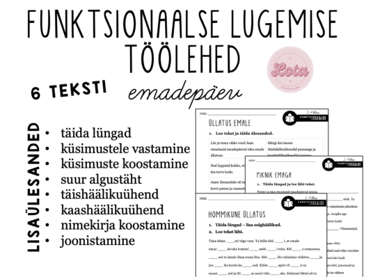 Funktsionaalse lugemise töölehed - emadepäev 