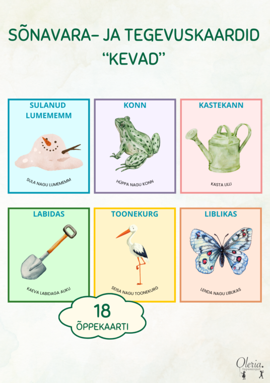 Sõnavara- ja tegevuskaardid "KEVAD"