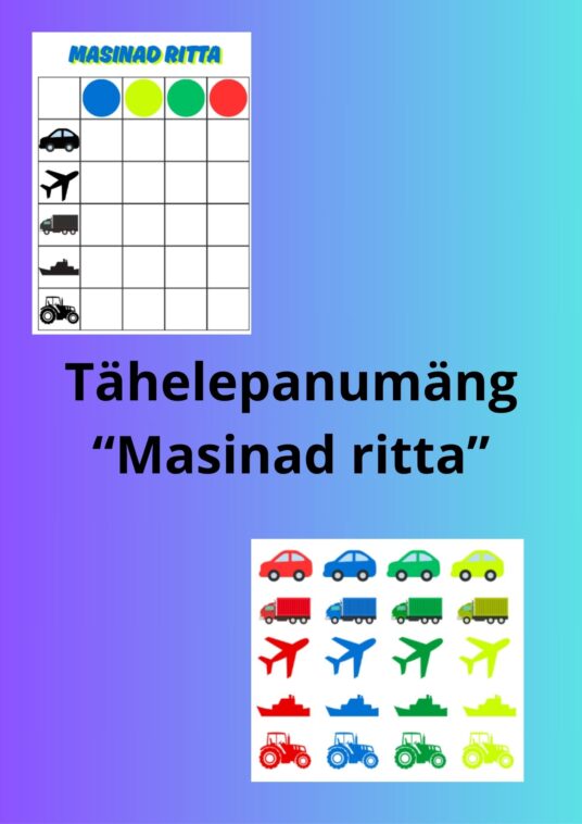 Tähelepanumäng "Masinad ritta"