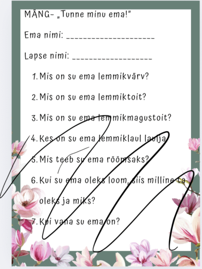 Emadepäeva mäng "Tunne oma ema"