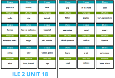 ILE 2 UNIT 18 (sõnavaramäng) MUL ON...KELLEL ON...?