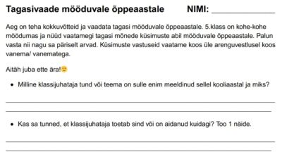 Tagasivaade möödunud õppeaasta ja trimestrile