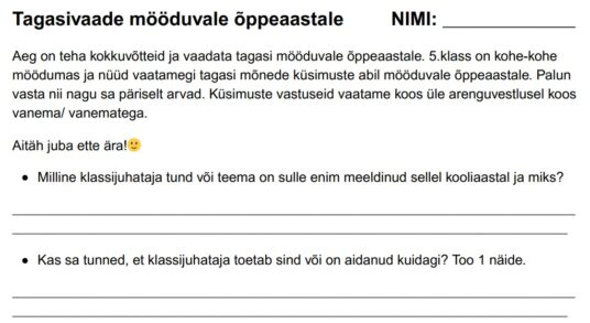 Tagasivaade möödunud õppeaasta ja trimestrile
