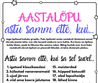LIIKUMISMÄNG KOOLIAASTA LÕPUKS