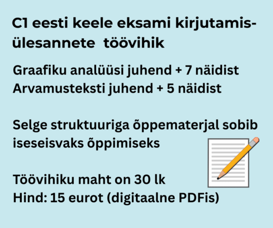 C1 eesti keele eksami kirjutamisülesannete töövihik. Juhendid ja näidistekstid.