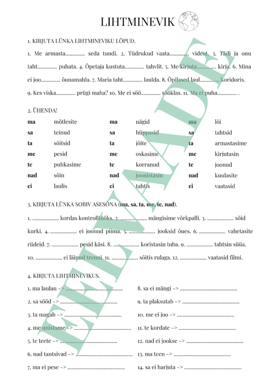 -SI- JA -I-MINEVIK (LIHTMINEVIK) - TÖÖLEHTEDE KOMPLEKT - Image 3