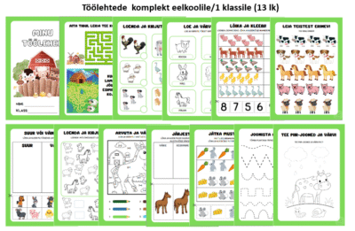 Töölehtede komplekt eelkoolile/ 1. klassile (13 lk)
