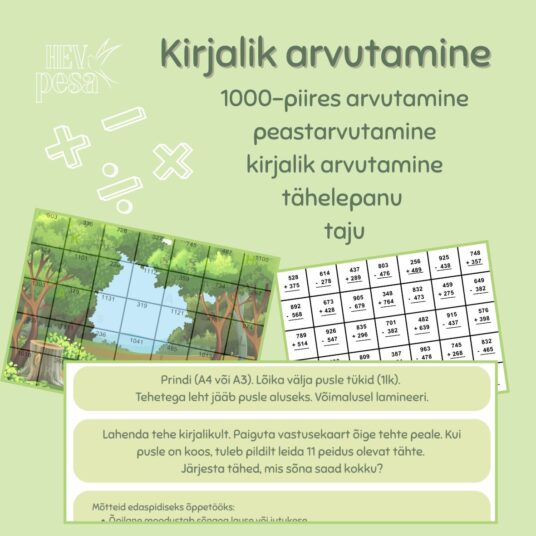 Kirjalik liitmine ja lahutamine - pusle