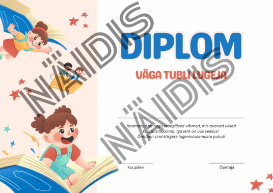 Väga tubli lugeja diplom