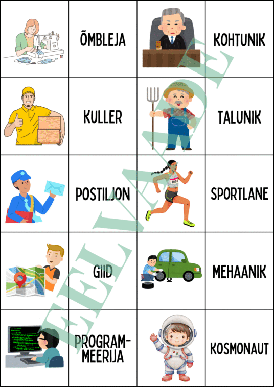 "Ametid/elukutsed - väikesed pildi- ja sõnakaardid 30 tk" - Image 4