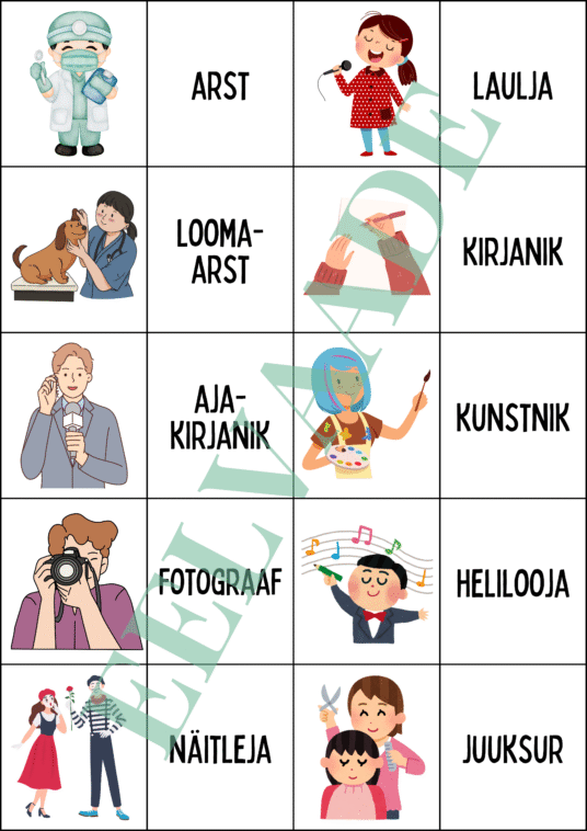"Ametid/elukutsed - väikesed pildi- ja sõnakaardid 30 tk" - Image 3