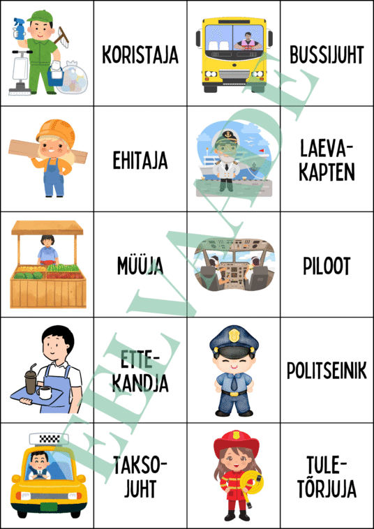 "Ametid/elukutsed - väikesed pildi- ja sõnakaardid 30 tk" - Image 2