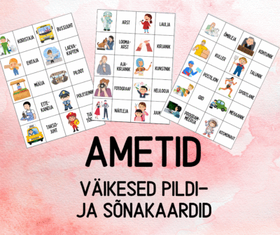 "Ametid/elukutsed - väikesed pildi- ja sõnakaardid 30 tk"