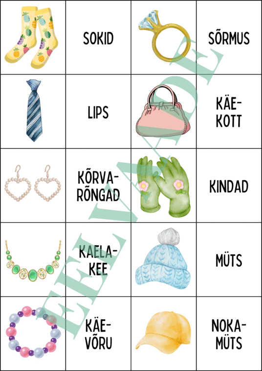 "Riided - väikesed pildi- ja sõnakaardid (30 tk)" - Image 3