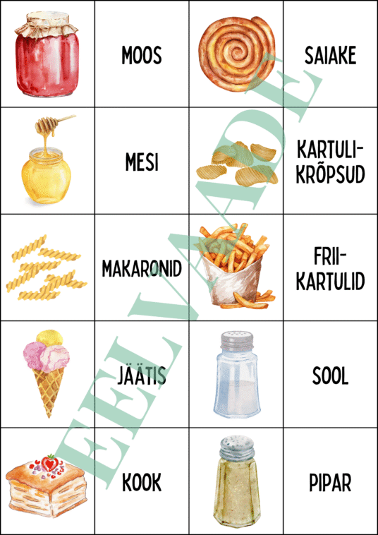"Söök ja jook - väikesed pildi- ja sõnakaardid (30 tk) - Image 2