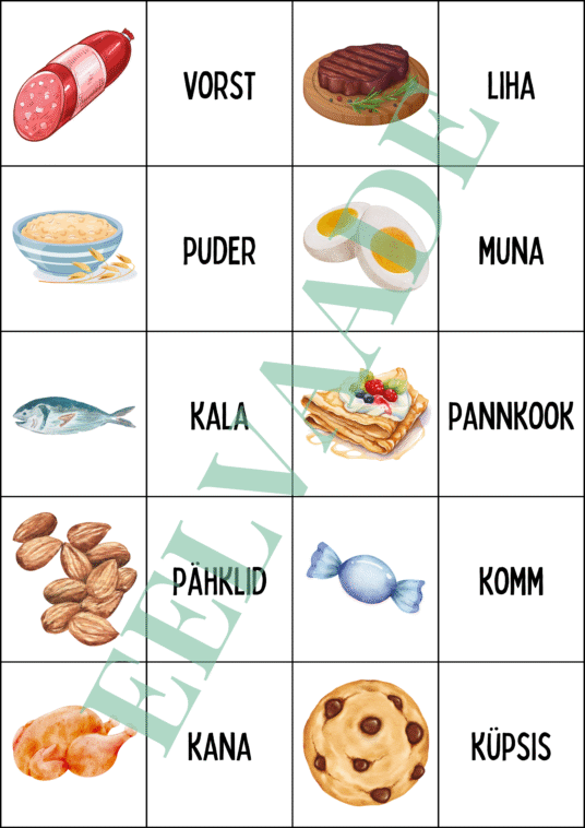 "Söök ja jook - väikesed pildi- ja sõnakaardid (30 tk) - Image 3