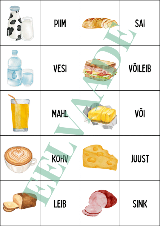"Söök ja jook - väikesed pildi- ja sõnakaardid (30 tk) - Image 4