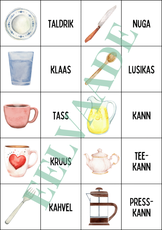 "Nõud ja muud asjad köögis - väikesed pildi- ja sõnakaardid (30 tk) - Image 2