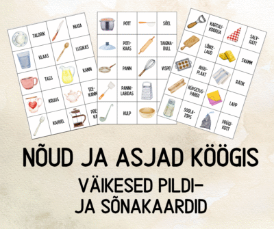 "Nõud ja muud asjad köögis - väikesed pildi- ja sõnakaardid (30 tk)