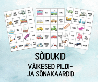"Sõidukid - väikesed pildi- ja sõnakaardid (30 tk)"