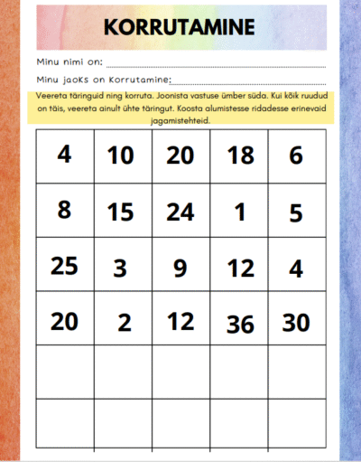 Täringutega korrutamine