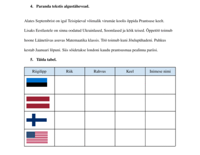 Nimed ja nimetused tööleht
