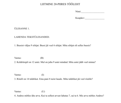 Liitmine 20-piires