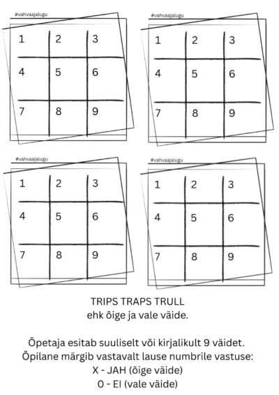 Trips traps trull ehk õige ja vale väide_mängu väljad