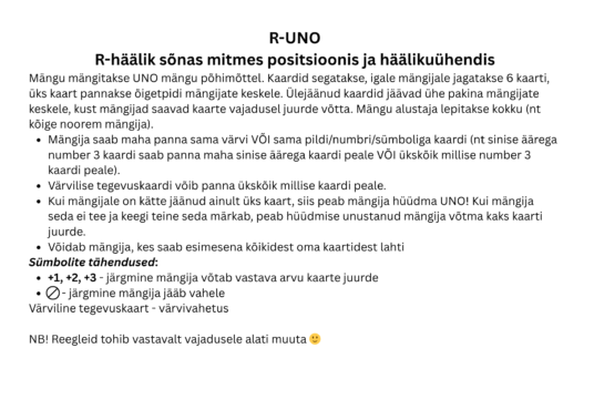 R-UNO: R-häälik sõnas mitmes positsioonis ja häälikuühendis - Image 2