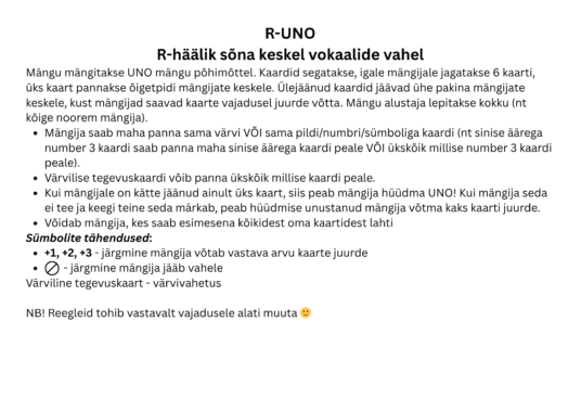 R-UNO: R-häälik sõna keskel vokaalide vahel - Image 2