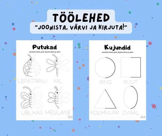 Töölehed "Joonista, värvi ja kirjuta!"