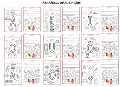 Täishäälikute töölehed (häälik ja täht), 18 lk