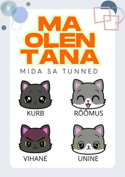 Rääkivad seinad ja tunded_kogu õpilastelt tagasisidet, kinnitage kiisude juurde kleepse või muid märke. Lisaks värvi ise kiisudega leht.
