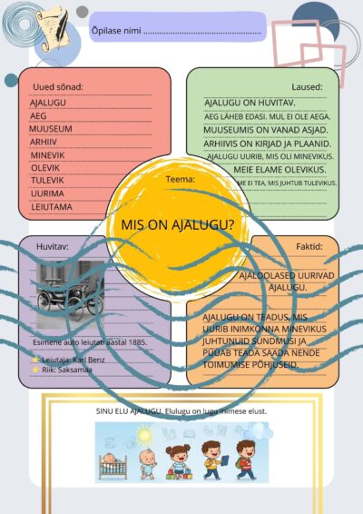 HEV ja ajalugu_lihtsustatud ja spetsiaalselt kujundatud tööleht_teema: Mis on ajalugu?_5 kl