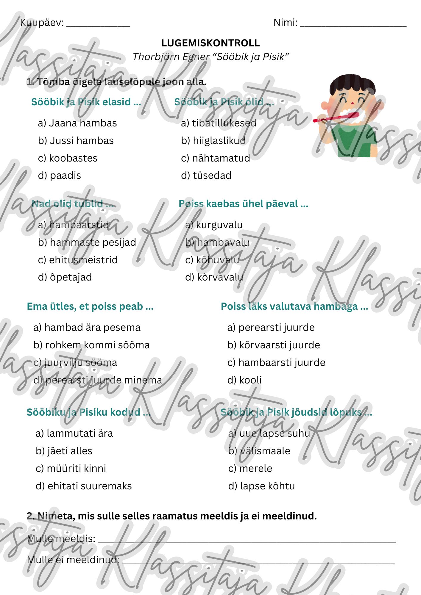 Lugemiskontroll "SÖÖBIK JA PISIK" - Image 2