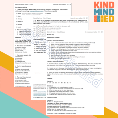 Kuulamisülesanne A2+–B1 | Võrumaa suitsusaun | Inglise keele tööleht