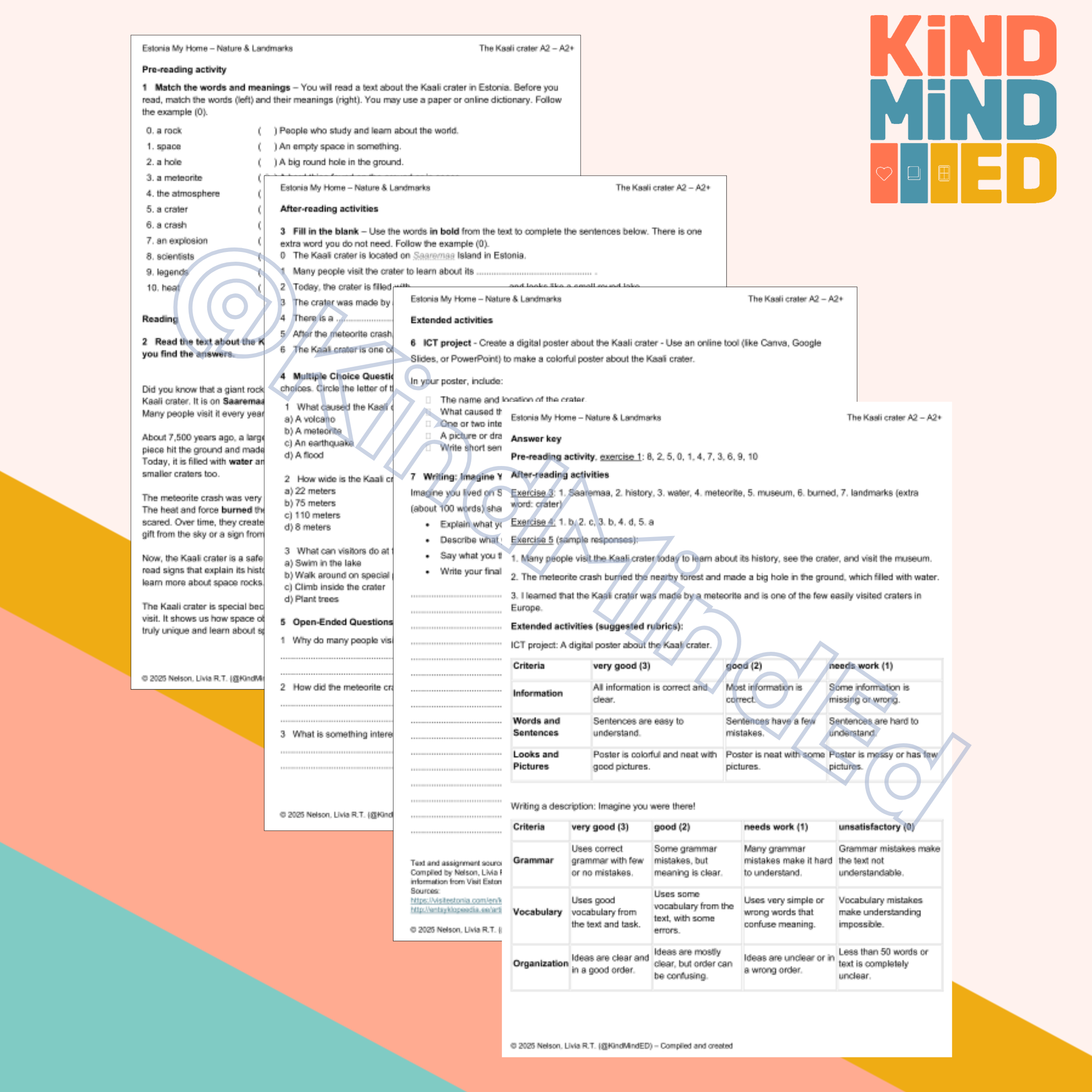 Lugemisülesanne A2–A2+ | Kaali kraater | Inglise keele tööleht