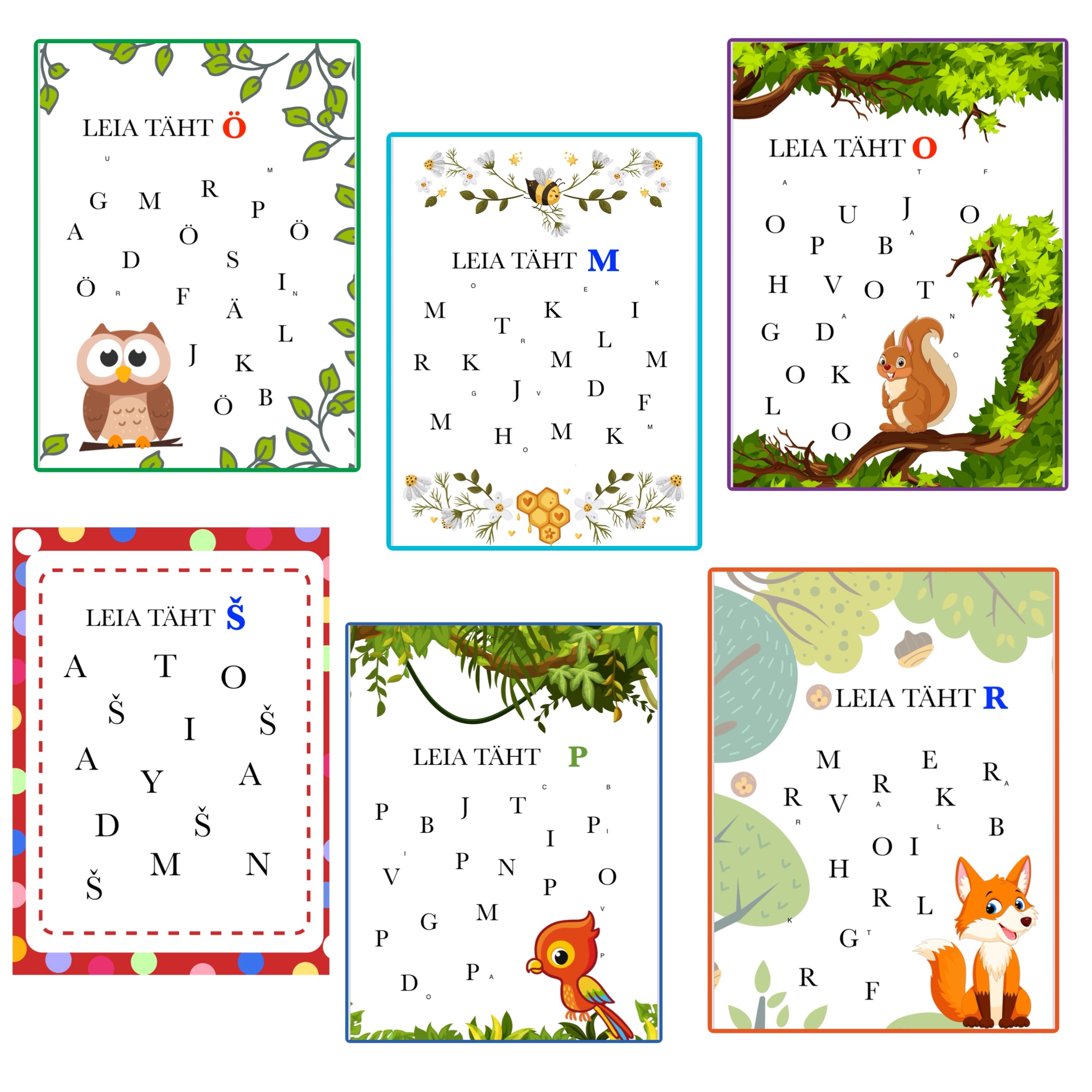 Leia täht – töölehed kogu tähestikuga