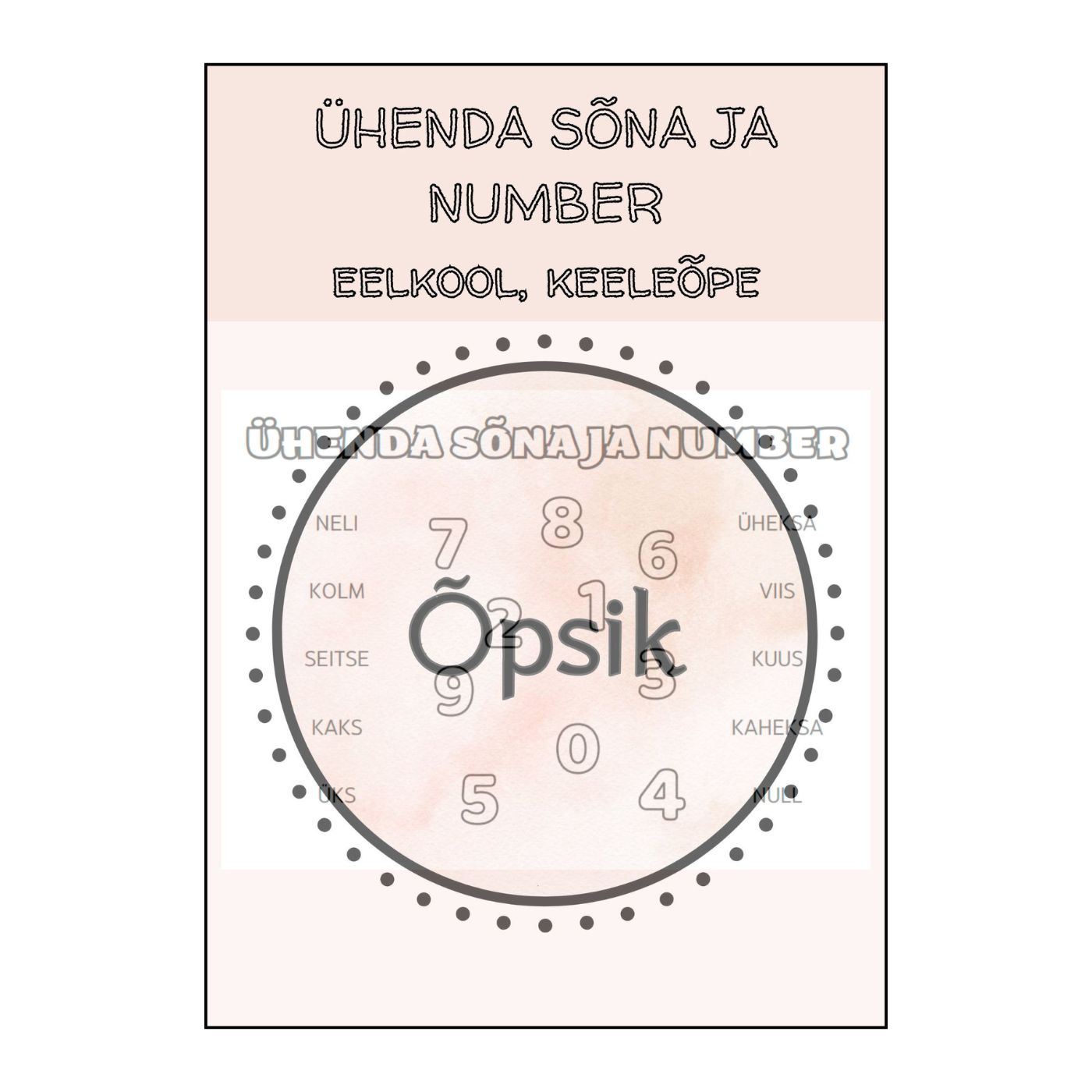 Tööleht: ÜHENDA SÕNA JA NUMBER