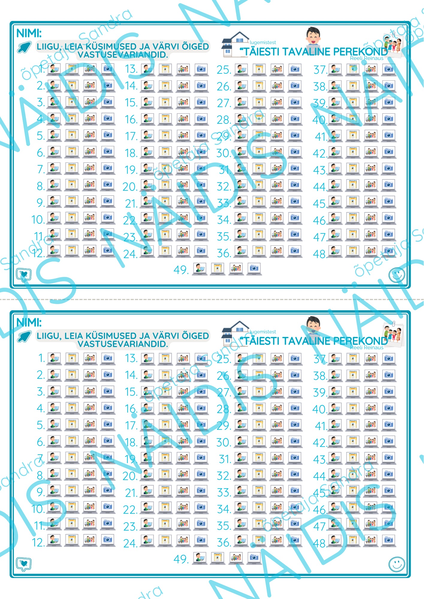 “TÄIESTI TAVALINE PEREKOND” (R. Reinaus) LUGEMISTEST-TÖÖLEHTEDE KOGUMIK - Image 6