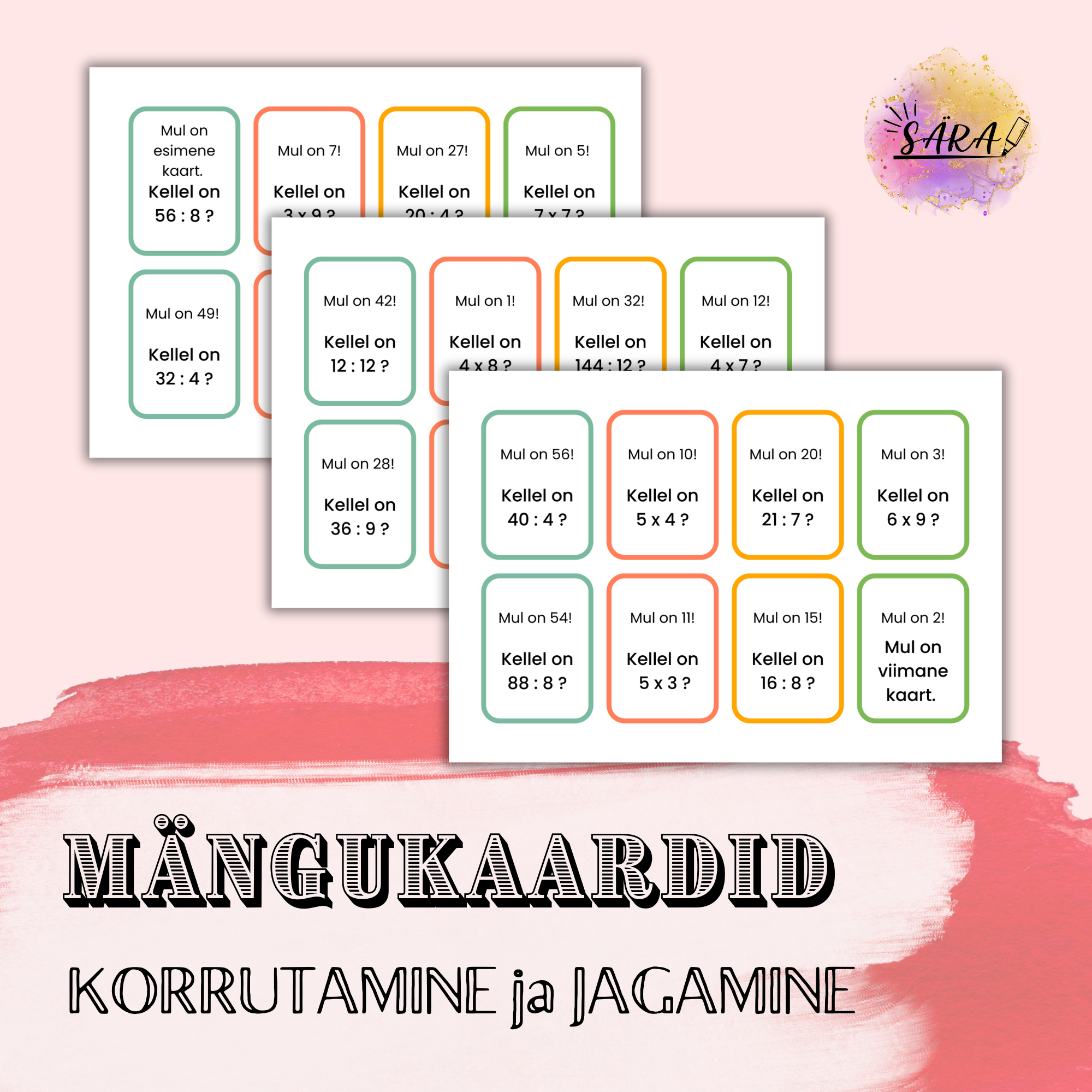 Mängukaardid "Mul on..! Kellel on..?" korrutamine ja jagamine (24tk)
