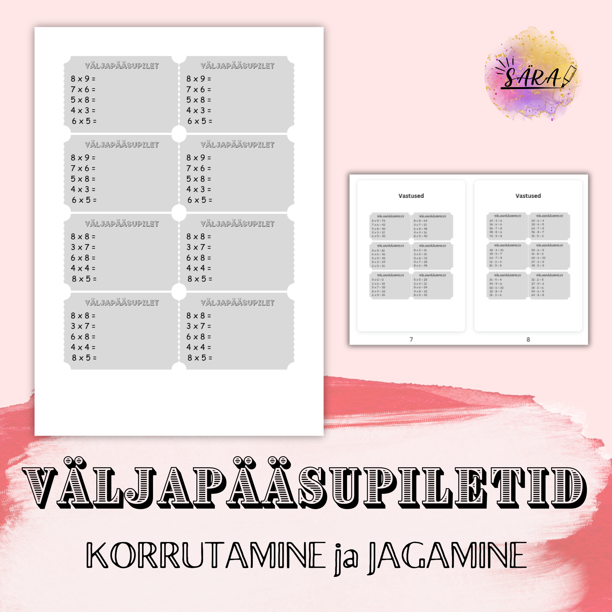 Väljapääsupiletid - korrutamine (24tk) ja jagamine (24tk)