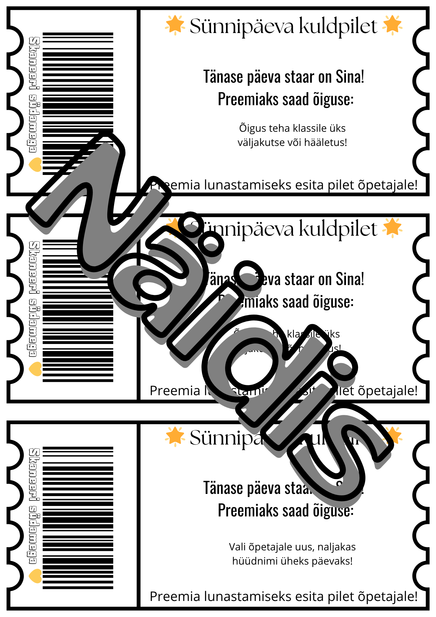 Sünnipäeva kuldpilet