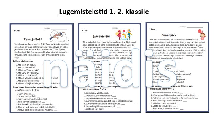 Lugemistekstid 1.-3. klassile (3 teksti)