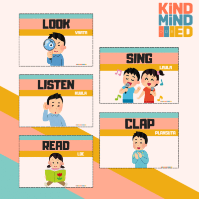 Plakati komplekt: käsklused ja juhised inglise keeles (22 tk, A4)